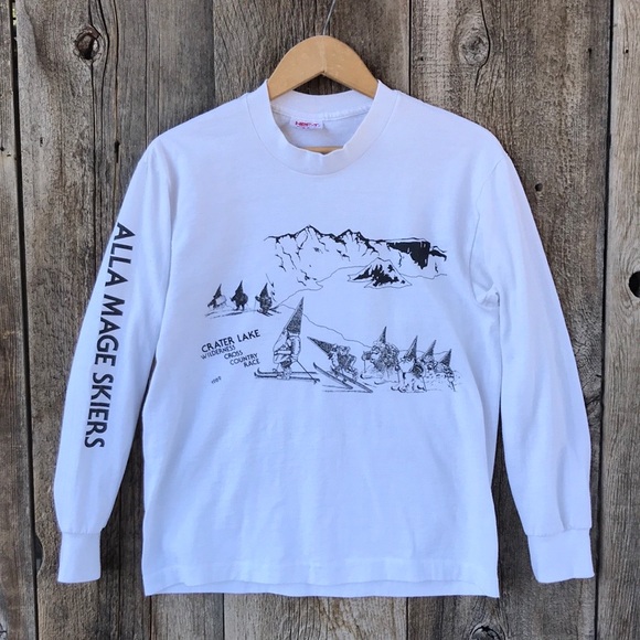 Vintage Other - VTG 1989 Crater Lake Wilderness Cross Country Ski Race Long Sleeve T-Shirt, M